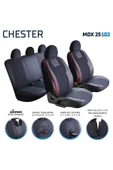 Freshstart    Freshstart Mini Copper ContryMan Uyumlu Lüx Deri Oto Koltuk Kılıfı Ön Arka Set Chester Serisi Siyah Kırmızı FS - 2
