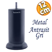 Mobilya Kanepe Baza Koltuk Destek Ayağı M8 Civata 12 cm Antrasit Gri Metal Yükseltici İnce Diş Ayak - 1