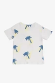 Palm Ekru Mavi Desenli Pamuklu Erkek Çocuk Tshirt - 2