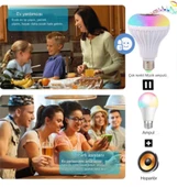 QASUL Rgb Led Ampul Uzaktan Kumandalı Bluetooth ve Hoparlör Özelliği - 3