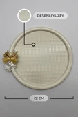 2'li Kelebekli Yuvarlak Krem Çay ve Kahve Sunum Tepsisi, Dekoratif Servis Tepsisi 22cm Tek kişilik - 3