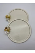2'li Kelebekli Yuvarlak Krem Çay ve Kahve Sunum Tepsisi, Dekoratif Servis Tepsisi 22cm Tek kişilik - 6