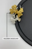 2'li Kelebekli Yuvarlak Siyah Çay ve Kahve Sunum Tepsisi, Dekoratif Servis Tepsisi 22cm Tek kişilik - 5