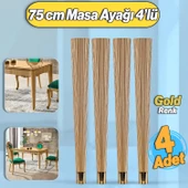 4 Adet Suit Masa Dresuar Ayağı 75 cm Plastik Gold Altın Ayak Mutfak Yemek Masası Mobilya Ayakları thumbnail 1