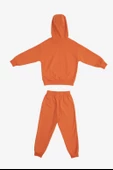Uthar Turuncu Pamuklu Kapşonlu Çocuk Sweatshirt Jogger 2'li Takım - 2