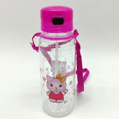 Cute Kitty Temalı Pipetli Askılı Suluk Matara 550 ml. - 1
