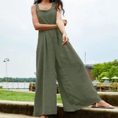 Keten Yazlık Günlük Salaş Kadın Tulum - 1