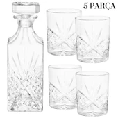 Perlotus Lotus 5 Parça Cam Viski Karafı  ve Viski Bardağı Seti - 8