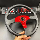 Momo Spor Direksiyon 32cm Kırmızı Göbek Delikli Desen İthal Ürün A+ Kalite - 1