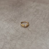 14 Ayar Altın Taşlı Harf Yüzük - 3