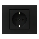 15 Adet Ovivo Grano Siyah Topraklı Priz Çerçeve Dahildir 15'li Paket - 1