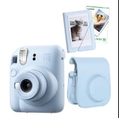 Fujifilm Instax Mini 12 10 Filmli Mini Albüm ve Deri Kılıflı Mavi Fotoğraf Makinesi - 1