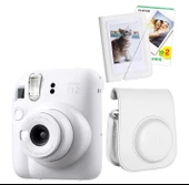 Fujifilm Instax Mini 12 20 Filmli Mini Albüm ve Deri Kılıflı Beyaz Fotoğraf Makinesi - 1