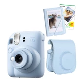 Fujifilm Instax Mini 12 20 Filmli Mini Albüm ve Deri Kılıflı Mavi Fotoğraf Makinesi - 1