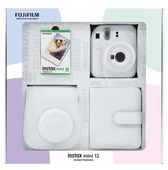 Fujifilm Instax Mini 12 Beyaz Fotoğraf Makinesi 10'lu Film Kare Albüm ve Deri Kılıf - 1