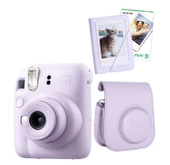 Fujifilm Instax Mini 12 Lila Fotoğraf Makinesi 10'lu Film Mini Albüm ve Deri Kılıf Seti - 1