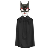 Batman Maskesi Cat Woman ve Batman Pelerini 90 cm Siyah Renk Set - 1