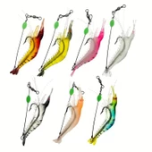 Valkyrie 7 Adet Kancalı Fosforlu Sahte Karides Balık Yemi Silikon 8cm 5gr Yapay Olta Yem Seti - 6