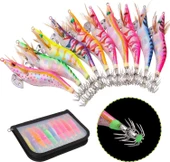 Valkyrie 10 Adet Fosforlu Çantalı Kalamar Zokası 13.3cm 20gr Kumaş Kaplı Kurşunlu Yem Seti BÜYÜK BOY Sübye Ahtapot Kalamar Yemi - 7