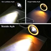 Opel Astra G 1998-2004 Uyumlu Üniversal Mercekli Angel Sis Farı Metal Su Geçirmez 76 mm Sarı Halkalı Gündüz Farı Angel Eyes 2 Adet - 5