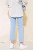 Boru Paça Sökük Jean Pantolon Buz Mavisi - 3
