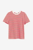H&M Beyaz-Kırmızı Çizgili Tshirt - 2