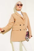 Dört Düğmeli Dabıl Ceket Camel - 1