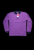 Polo Yaka Tişört çocuk uzun kol mor çizgi yaka Okul Tişört/t-shirt - 2