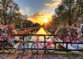 Gold Puzzle 2000 Parça Kanalda Gün Batımı, Amsterdam Puzzle - 1