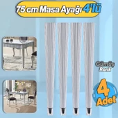 4 Adet Suit Masa Dresuar Ayağı 75 cm Plastik Gümüş Gri Ayak Mutfak Yemek Masası Mobilya Ayakları thumbnail 1