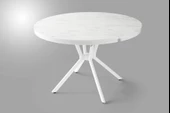 Bade Alfa MDF Oval HighGloss Açılır Mutfak Masa Sandalye Takımı 73x120 - 5