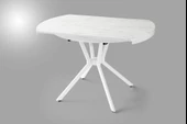 Bade Alfa MDF Oval HighGloss Açılır Mutfak Masa Sandalye Takımı 73x120 - 6