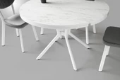 Bade Alfa MDF Oval HighGloss Açılır Mutfak Masa Sandalye Takımı 73x120 - 3