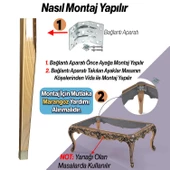 4 Adet Elit Plastik Masa Dresuar Ayağı 75 cm Gold Altın Ayak Mutfak Yemek Masası Mobilya Ayakları - 5
