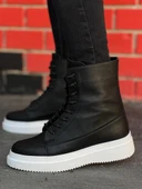 KB-0991 Siyah Cilt Yüksek Taban  Bağcıklı  Postal Bot thumbnail 2