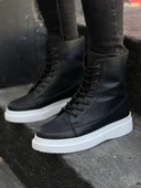 KB-0991 Siyah Cilt Yüksek Taban  Bağcıklı  Postal Bot thumbnail 1