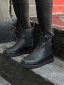 KB-0992 Siyah Cilt Siyah Yüksek Taban  Lastikli Erkek Bot thumbnail 2