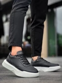 BA0354 Günlük  Bağcıklı Erkek Yüksek Taban Siyah Spor Ayakkabı thumbnail 5