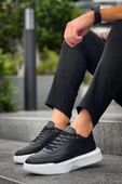 BA0354 Günlük  Bağcıklı Erkek Yüksek Taban Siyah Spor Ayakkabı thumbnail 2