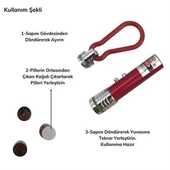 Petİnka Kedi Köpek Oyuncak 3 Fonksiyonlu Kırmızı Beyaz Işıklı Led Lazer Anahtarlık - 4