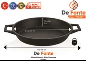 Defonte Döküm Demir Çap 36 cm Kavurma Tavası Yuvarlak Cam Kapak thumbnail 2