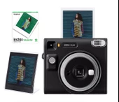 Fujifilm Instax SQ40 Siyah Fotoğraf Makinesi 10'lu Kare Film ve Pleksi Çerçeve Seti - 1