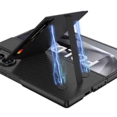 Galaxy Z Fold 6 Kılıf Karbon Fiber Deri Kartlıklı Redclick Kıpta Dik Açılan Kartlıklı Kapak thumbnail 5