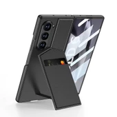 Galaxy Z Fold 6 Kılıf Karbon Fiber Deri Kartlıklı Redclick Kıpta Dik Açılan Kartlıklı Kapak thumbnail 1