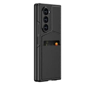 Galaxy Z Fold 6 Kılıf Karbon Fiber Deri Kartlıklı Redclick Kıpta Dik Açılan Kartlıklı Kapak thumbnail 4