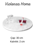 Veta Yuvarlak Dekoratif Mermer Sunumluk Tepsi  30 cm - 3