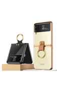 CEPCASE    Galaxy Z Flip 3 Kılıf Yüzüklü Lens Korumalı Metal Görünümlü Kapak thumbnail 4