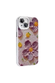CEPCASE    Apple  iPhone 14 Kılıf Flower Garden Desenli Diamond Taşlı Parlak Hard Silikon Kapak - 4