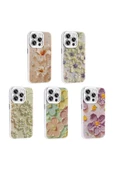 CEPCASE    Apple  iPhone 15 Pro Kılıf Flower Garden Desenli Diamond Taşlı Parlak Hard Silikon Kapak - 7
