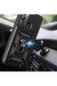 CEPCASE    İnfinix Hot 12i Kılıf Standlı Magnet Mıknatıslı Yüzük Sürgülü Kamera Armored Zırhlı Kapak thumbnail 4
